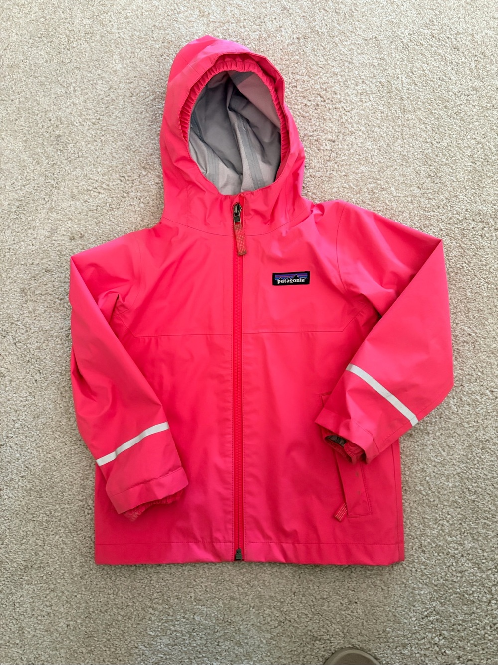 Patagonia Kids Hot Pink Waterproof Hooded Rain Jacket